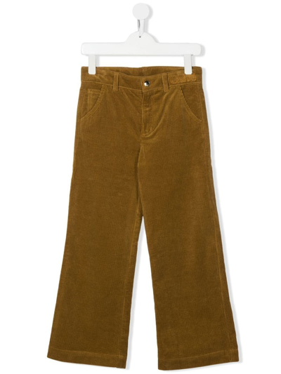 Chloé Kids' Velvet Corduroy Straight-leg Trousers In Brown