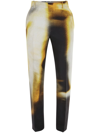 Alexander Mcqueen Silhouette-print Crepe Trousers In Black/pop Yellow