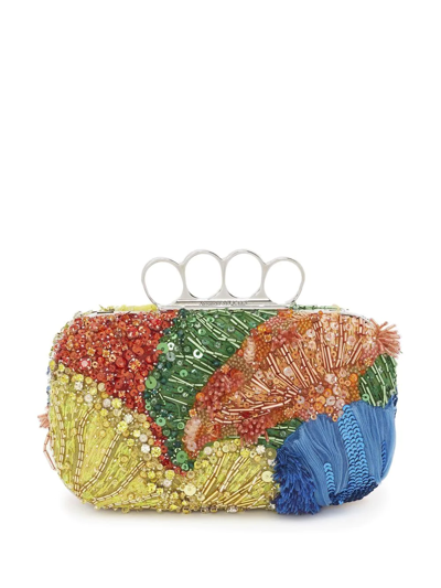 Alexander Mcqueen Beaded Knuckleduster Clutch Bag In Multicolour