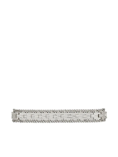 Saint Laurent Woven Cuff Bracelet In Silver