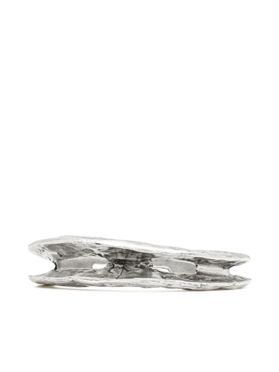 Saint Laurent Arty Hammered-effect Bangle In Silver