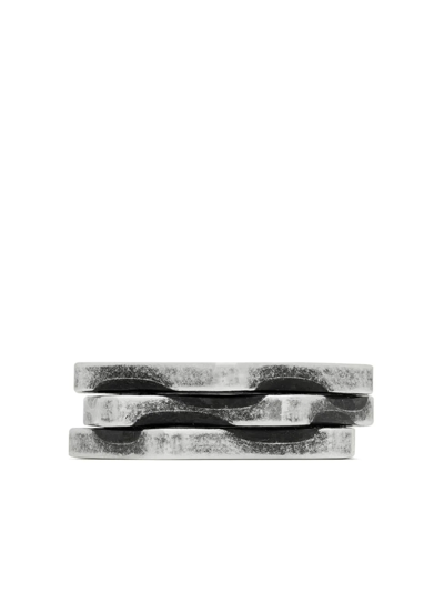 Saint Laurent Bague Rayon 3-layer Ring In Silver