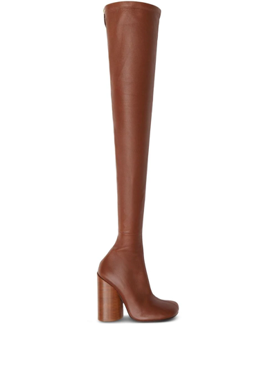 Burberry Knee-high Sock Boots In Dark Birch Brown