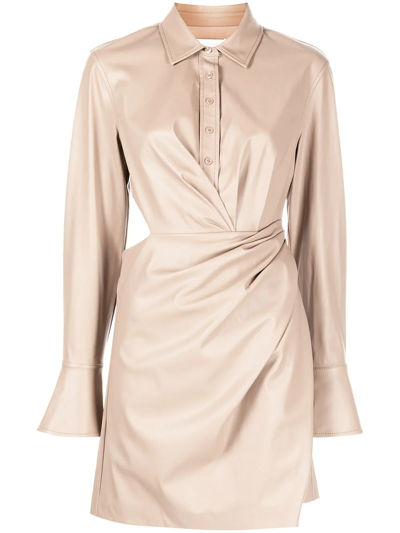 Simkhai Lo Draped Vegan Leather Wrap Mini Dress In Nutmeg | ModeSens