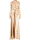 Jonathan Simkhai Women's Merren Moire Zebra Silk-blend Fil Coupé Metallic Gown In Apricot Metallic Moire