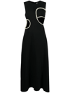 Simkhai Slim-fit Pearlescent-embellished Woven Midi Dress In Black
