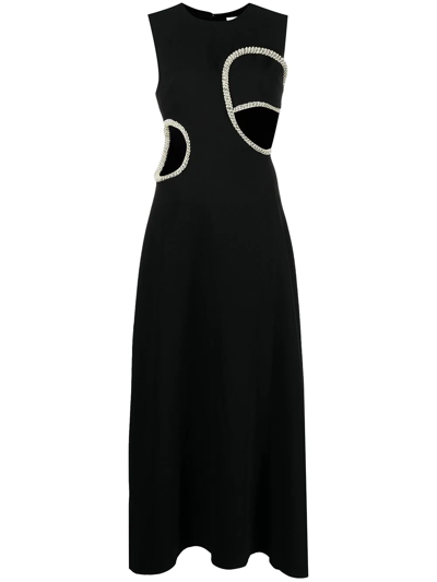Jonathan Simkhai Slim-fit Pearlescent-embellished Woven Midi Dress In Black