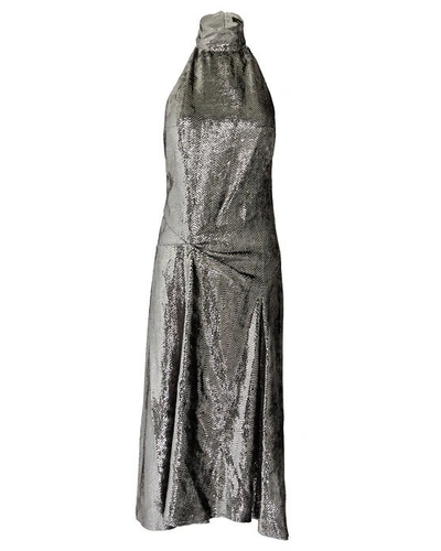 Isabel Marant Naionea Draped Lamé Halterneck Dress In Silver
