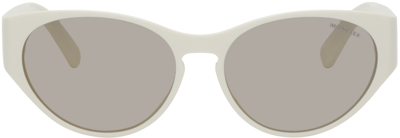 Moncler Bellejour Round Sunglasses, 57mm In White/smoke Mirror