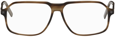 Zegna Brown Rectangular Glasses In Dark Brown/other