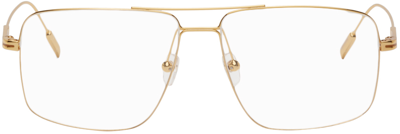 Zegna Gold Square Glasses In 030 Shiny Deep Gold