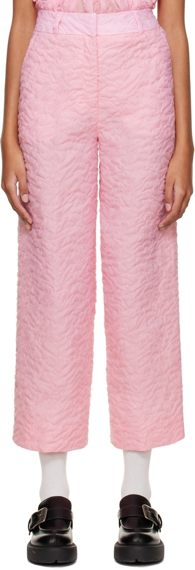 Cecilie Bahnsen Jaylee Matelassé Cropped Trousers In Pink