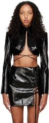 ALEKSANDRE AKHALKATSISHVILI BLACK CROPPED BLAZER