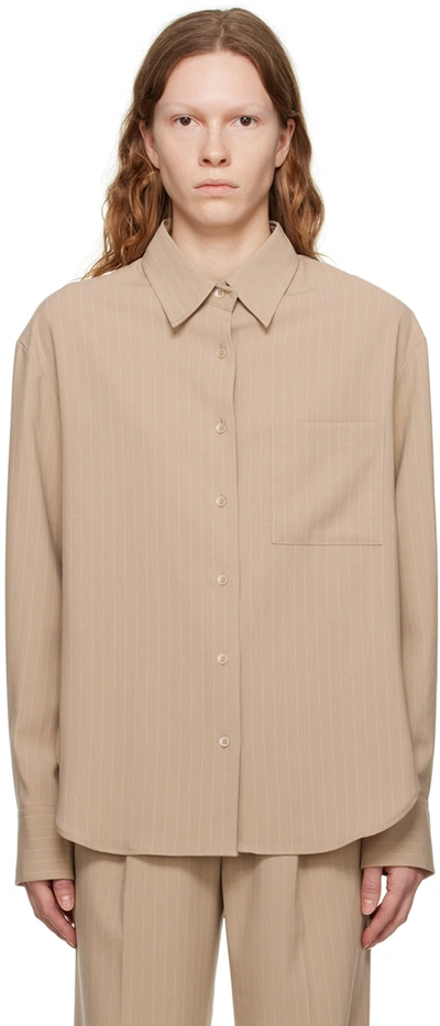 The Frankie Shop Beige Lui Fluid Pinstripe Shirt In Neutral