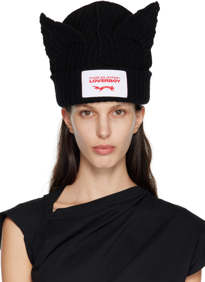 Charles Jeffrey Loverboy Black Chunky Ears Beanie
