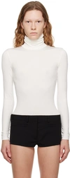 Wolford Colorado Stretch-jersey Turtleneck Thong Bodysuit In Ecrue