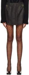 Puppets And Puppets Heat Activated Cotton Blend Miniskirt In Black/green