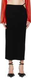 Mach&mach Black Cutout Midi Skirt In Black