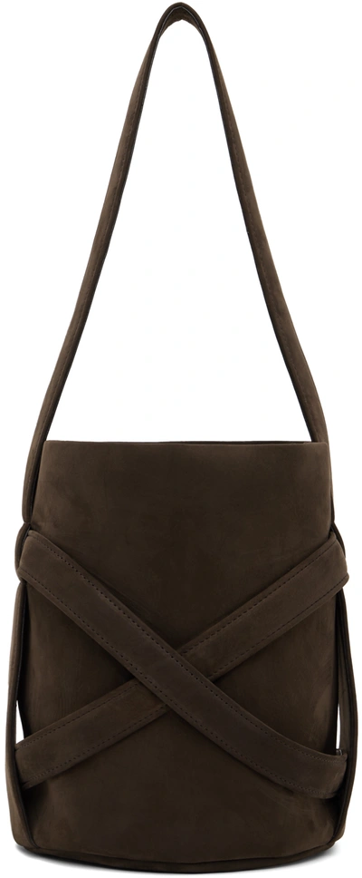 The Row Leo Mini Bucket Bag In Leather In Umber