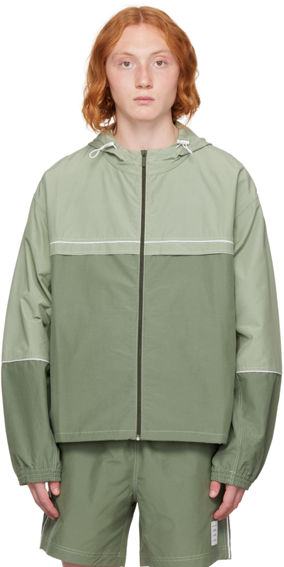 Thom Browne Oversized Zip-up Track Jacket In Green