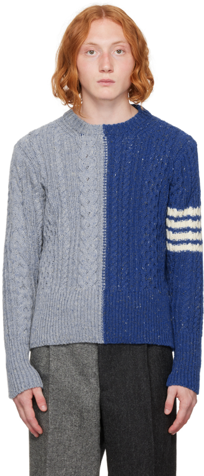 Thom Browne Blue 4-bar Jumper In 473 Light Blue