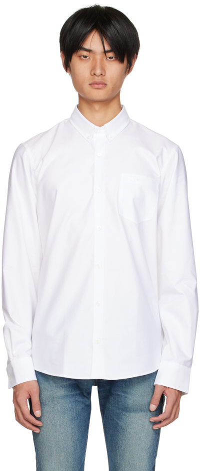 Maison Kitsuné White Fox Embroidery Classic Shirt In P100 White
