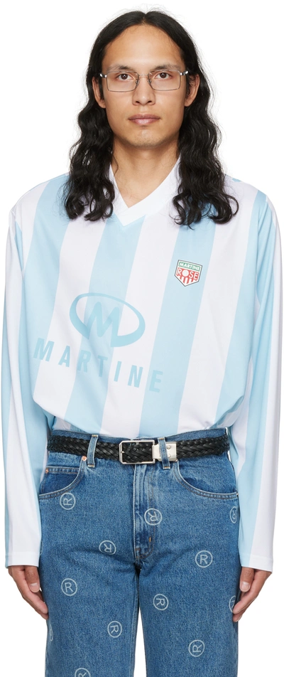 Martine Rose Blue & White Twist Football T-shirt In Light Blue