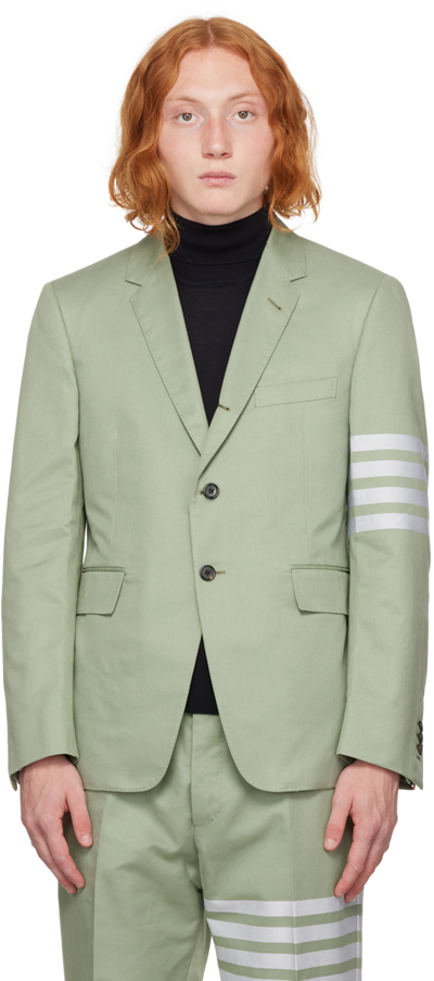 Thom Browne Green 4-bar Single-breasted Cotton Blazer In Brown