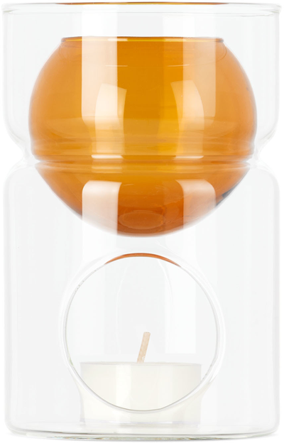Fazeek Orange Tea Light & Oil Burner In Clear/amber