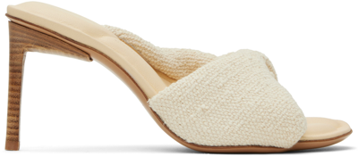 Jacquemus Bagnu Twisted-strap Cotton And Leather Mules In White