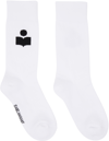 Isabel Marant Logo Intarsia Ribbed Socks In 20wh White