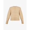 Vince Round-neck Wide-sleeve Wool-blend Cardigan In Oak Buff-299okb