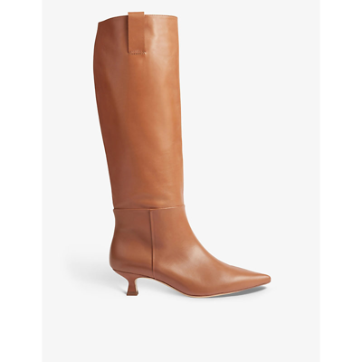 Lk Bennett Eden Western-style Leather Knee-high Boots In Bro-tan