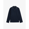 Ted Baker Penine Textured-stripes Cotton Polo In Navy