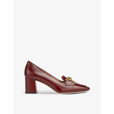 Lk Bennett Samantha Snaffle-detail Patent-leather Court Shoes In Red-red