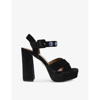 Kurt Geiger Octavia Rhinestone-embellished Velvet Platform Sandals In Black/comb