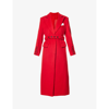 Rokh Notched-lapel Padded-shoulder Tailored-fit Wool-blend Coat In Red