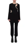Jonathan Simkhai Katharine Diamante Embroidery Long Sleeve Minidress In Black