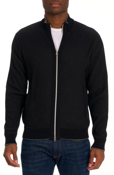 Robert Graham Men's Buzz Zip-up Cotton Sweater In Black