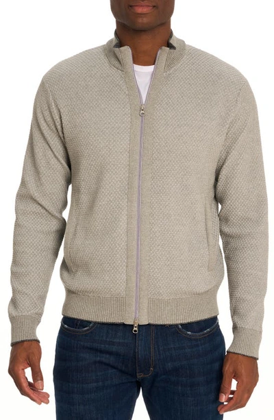 Robert Graham Men's Buzz Zip-up Cotton Sweater In Heather Grey