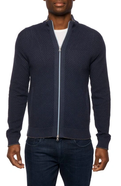 Robert Graham Buzz Cotton Zip Sweater In Navy