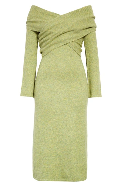 Cult Gaia Zennie Long Sleeve Midi Sweater Dress In Green-lt