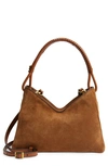 Staud Logo-print Suede Tote Bag In Tan