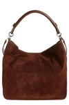 Staud Brown Perry Suede Hobo Shoulder Bag In Mahogany
