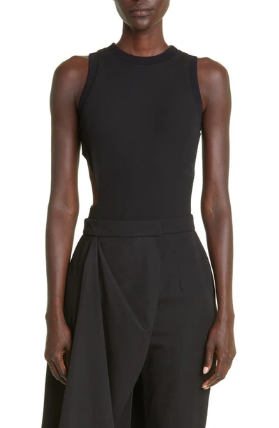 Alexander Mcqueen Cutout Jersey Bodysuit In Black