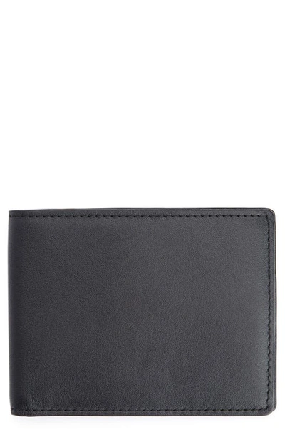 Royce New York Personalized Slim Bifold Wallet In Black- Silver Foil