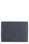 Royce New York Personalized Slim Bifold Wallet In Navy Blue- Silver Foil