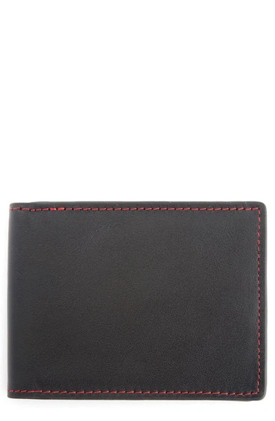 Royce New York Personalized Slim Bifold Wallet In Red- Deboss