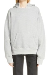 Saint Laurent Oversize Grunge Université Cotton Logo Graphic Hoodie In Gris Chine/ Gris