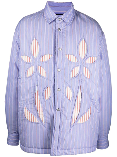 Bluemarble Striped Padded Shirt Jacket In Blu